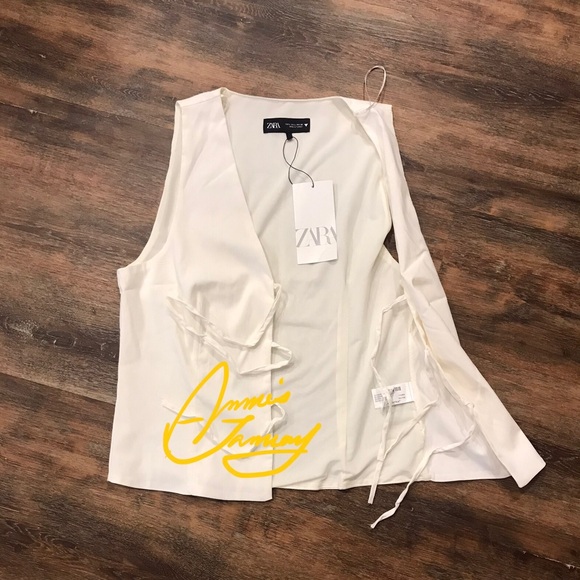 ZARA Women's Tied Vest(Ecru, US L / EUR L) - Picture 7 of 8